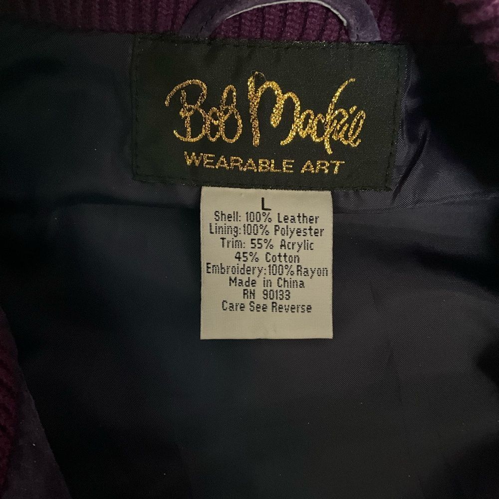 Bob Mackie Wearable Art Purple Embroidered Suede sweater jacket Large - Picture 6 of 7